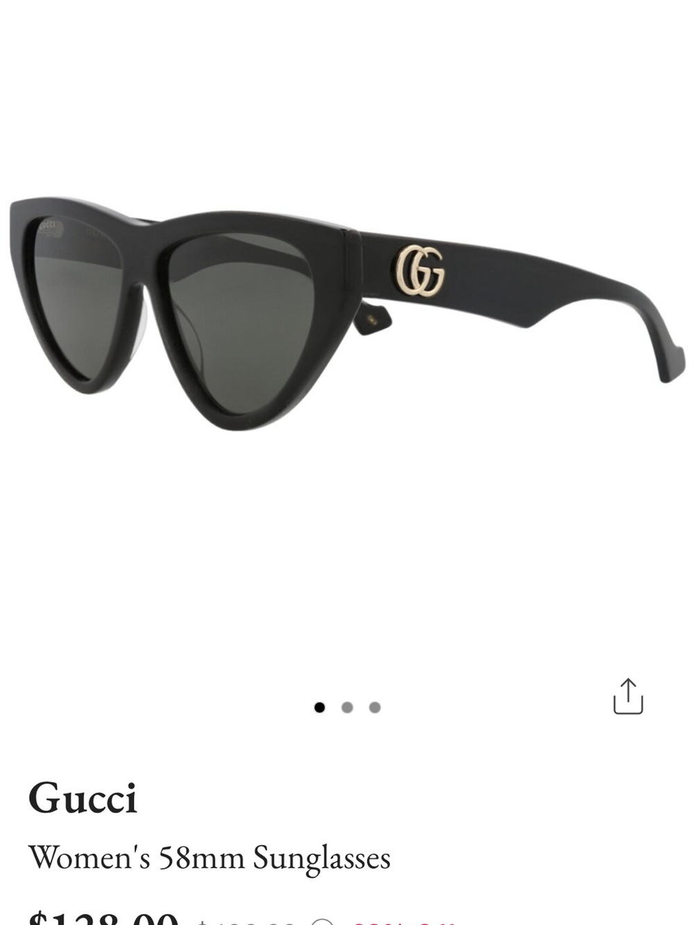 Gucci Black Cat-Eye Sunglasses with Gold GG Accent